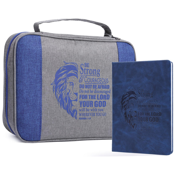 Faithful Hers Bible Covers for Men 2pcs Bible Case Set with Notebook Church Bag Bible Study Book Case with Handle Lightweight Zipper Tote Carrying Bags Christmas Gift
