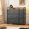 DWVO Fabric Dresser with 7 Drawers, Black Dresser & Chest of Drawers, Storage Tower with Large Capacity, Organizer Unit for Bedroom, Living Room & Closets