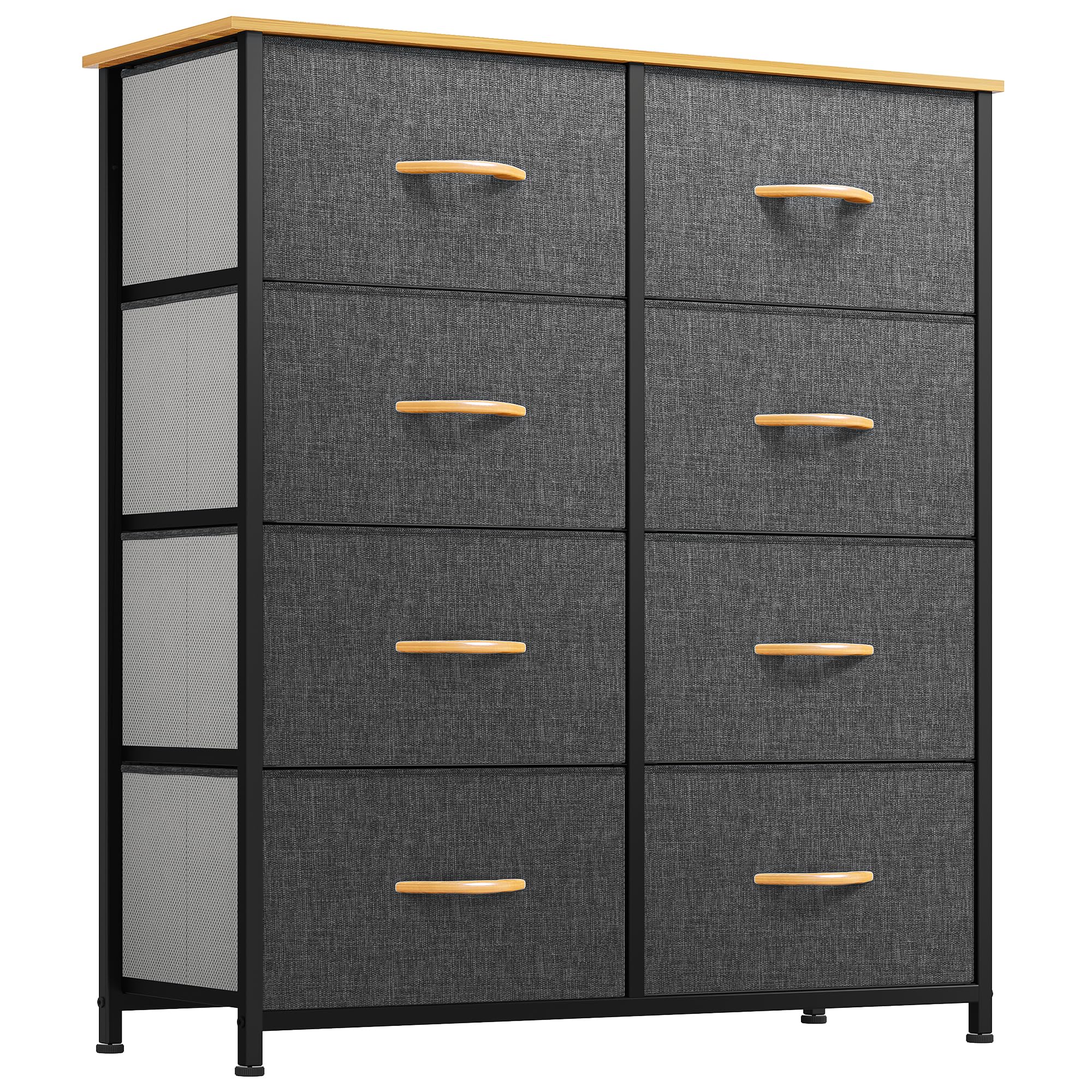 GOOBED Dresser, Fabric Dresser with 8 Drawers, Chest of Drawers for Closet, Sturdy Steel Frame, Wooden Top, Easy Pull Handle