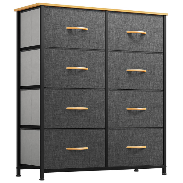 GOOBED Dresser, Fabric Dresser with 8 Drawers, Chest of Drawers for Closet, Sturdy Steel Frame, Wooden Top, Easy Pull Handle