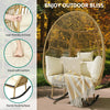 YITAHOME Rocking Egg Chair for Outdoor, Oversized Patio Rocking Basket Chair with 400lbs Capacity, All-Weather Wicker Egg Lounger Chair for Outside Indoor (Beige)
