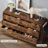 DWVO 7 Drawer Dresser for Bedroom, 60 Inch Large Modern Dresser TV Stand with Drawers & Bar Handles, Storage Dressers with Power Outlets, Rustic Wood Chest of Drawers, Farmhouse,Upgraged Rustic Brown