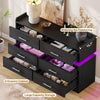 DWVO 6 Drawer Dresser, Modern Dresser Chest of Drawers, Wide Drawer Organizer Cabinet with Top Storage Shelf, Black