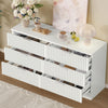 DWVO 6 Drawer Dressers, High Gloss White Dressers Drawers with Fluted Panel, Wide Versatile TV Stand Cabinet Table for Kitchen and Office, White