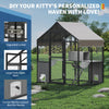 Aluminum Walk-In Large Outdoor Cat Enclosure, Large Outdoor Catio for Multiple Cats, Outside Cattery with Weatherproof Roof with Channels, Side Door, UV Proof Cover, Huge Condo, Platform