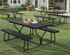 YITAHOME Picnic Table Heavy Duty Outdoor Picnic Table and Bench with Weather Resistant Resin Tabletop & Stable Steel Frame for Yard Patio Lawn Party Black