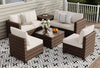 8 Pieces Outdoor Furniture Sets, Patio Conversation Sets with Storage Coffee Table & Water-Resistant Cushions, Outdoor Sectional Furniture for Front Porch, Backyard, Garden