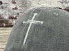 Hepandy Embroidered Three 3 Nails Cross Hat for Men, Christian Gifts for Women, Washed Gray Christ Jesus Hats Cotton Baseball Cap
