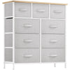 DWVO 9 Drawer Dresser, Light Gray Fabric Storage Tower, Tall Organizer Unit for Room, Living Room, Hallway, Closets - Sturdy Steel Frame, Wooden Top & Easy Pull Bins