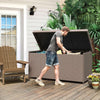 DWVO 260Gal XXL Outdoor Storage Box | All-Weather PE Wicker Deck Box with Waterproof Inner Bag & Elevated Feets | Patio, Pool, Garden Tools Container (Brown)