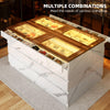 DWVO 8 Drawer Dresser with LED Light,White Marble Dresser, Modern 8 Chest of Drawers with Deep Drawers Glass Top High Gloss Surface, Storage Organizer Cabinet for Living Room, Bedroom