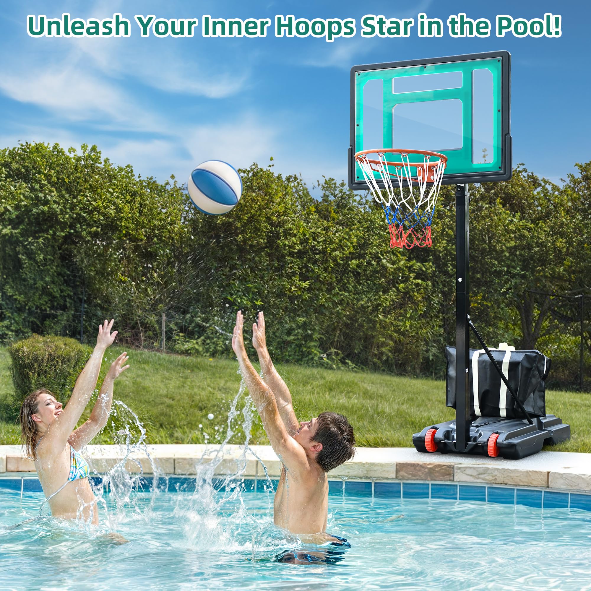 YITAHOME Basketball Hoop Outdoor, 4.4-8.5FT Adjustable Portable Basketball Hoop, Basketball Portable Goals with Weighted Bag for All Ages, Indoor Outdoor