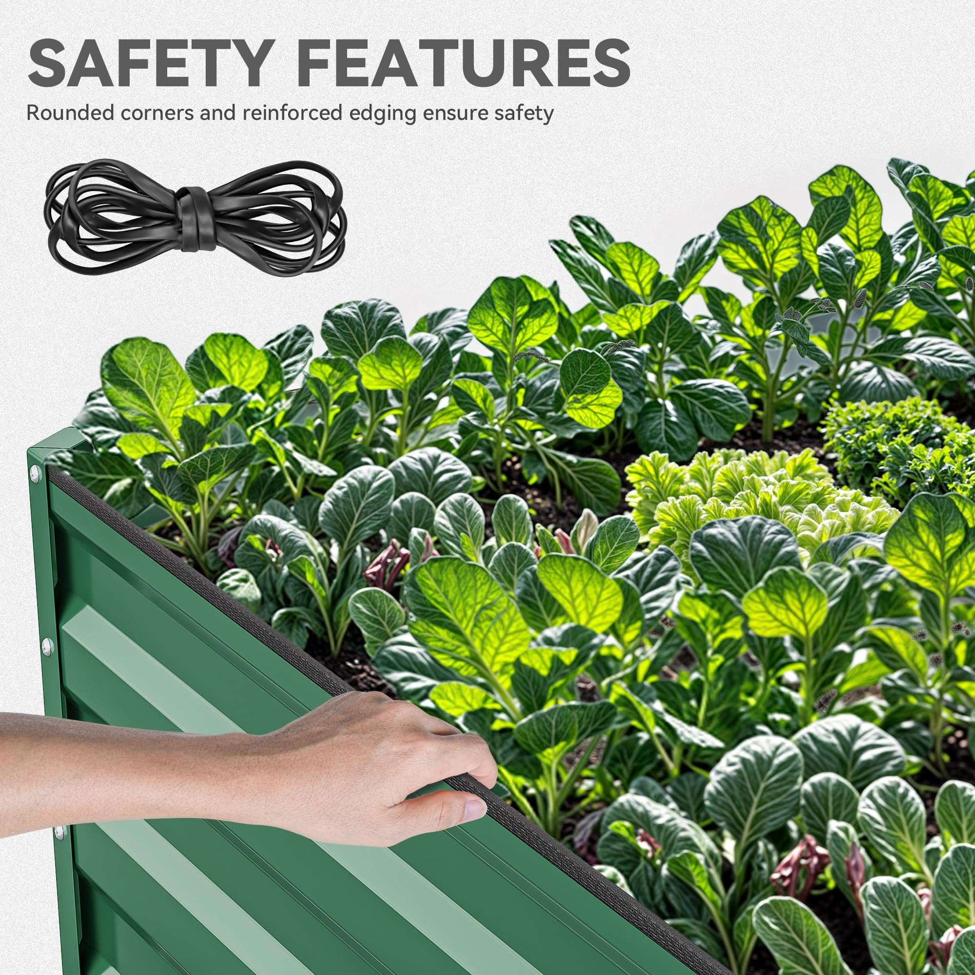 YITAHOME 8x4x2ft Large Raised Garden Bed Kit, Galvanized Metal Planter Box with Gloves, Ground Nails, Support Rod & Safety Rubber, Outdoor Above Ground Planters for Plants Vegetables Flowers, Green