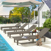 DWVO Outdoor Chaise Lounge, Pool Lounge Chair Set of 4 w/ 5-Level Backrest, Waterproof & Easy Assembly Patio Lounge Chair for Garden, Pool, and Beach (Taupe)