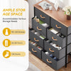DWVO Dresser for Room, Fabric Dresser with 8 Drawers, Tall Double Drawer, Chest of Drawers for Closet, Living Room, Sturdy Steel Frame, Wooden Top, Easy Pull Handle, Dark Grey