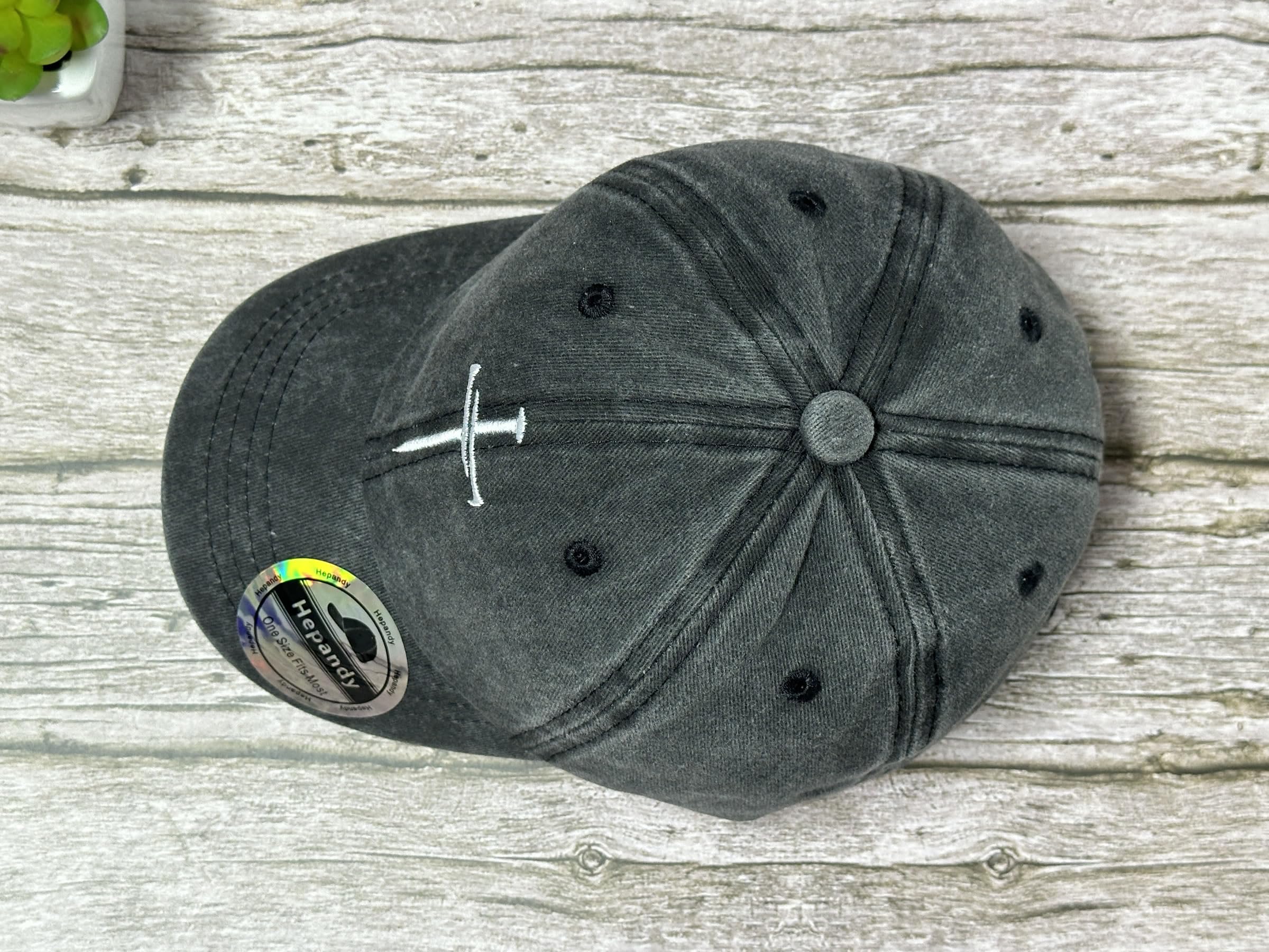 Hepandy Embroidered Three Nails Cross for Toddler, Christian Gifts for Boy Girl, Kids Washed Black Baseball Cap, Child Adjustable Dad Hat