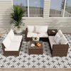 8 Pieces Outdoor Furniture Sets, Patio Conversation Sets with Storage Coffee Table & Water-Resistant Cushions, Outdoor Sectional Furniture for Front Porch, Backyard, Garden
