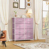 DWVO Fabric Dresser for Bedroom, Tall Storage with 8 Drawers, Pink Chest of Drawers, Storage Drawer Organizer for Closet (Begonia Pink)