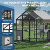 Aluminum Walk-In Large Outdoor Cat Enclosure, Large Outdoor Catio for Multiple Cats, Outside Cattery with Weatherproof Roof with Channels, Side Door, UV Proof Cover, Huge Condo, Platform