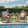YITAHOME 3-Piece Wicker Rocking Chair Set, Outdoor Patio Furniture Set with Plush Cushions, PE Rattan Bistro Set Including Side Table, Perfect for Garden, Backyard, Porch, and Patio Use, Grey