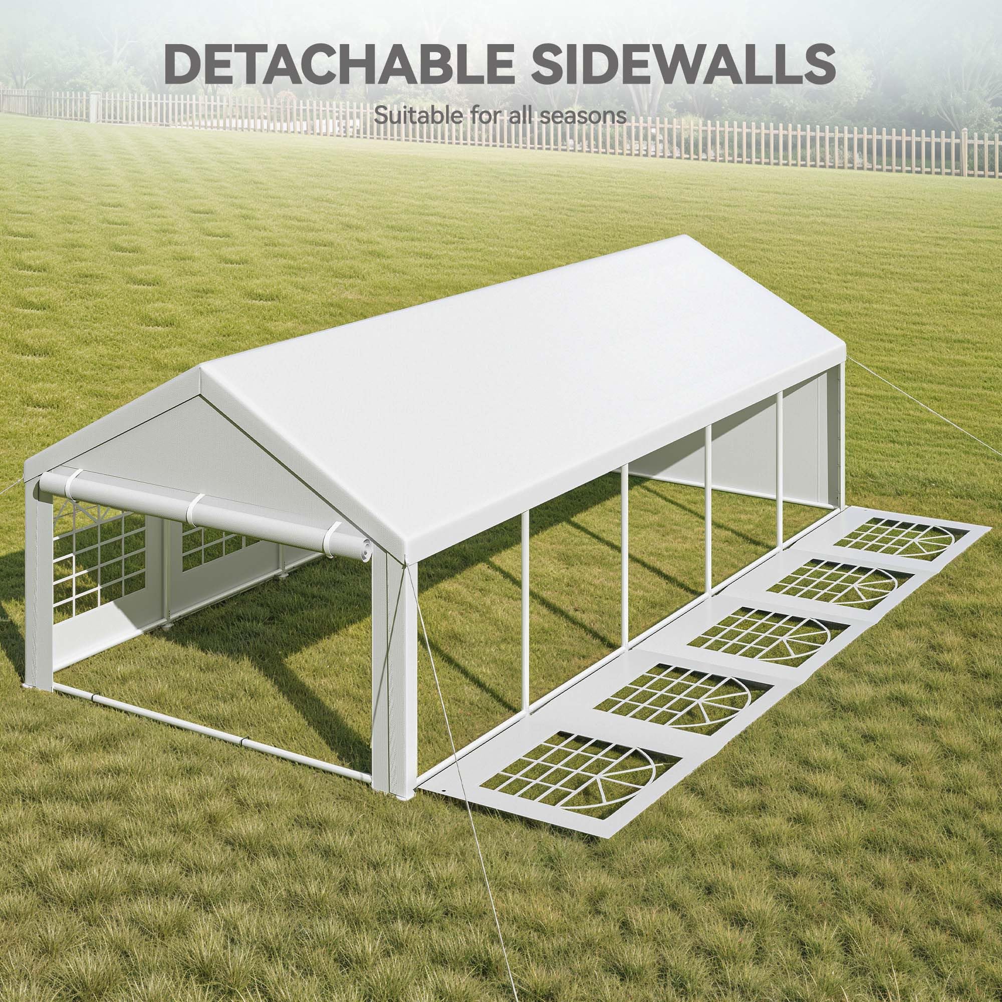 YITAHOME 16x32FT Party Tent Heavy Duty PVC Wedding Event Shelters White Upgraded Galvanized Ripple Canopy with Large Roof Removable Sidewalls & 3 Storage Bags 600D Oxford Commercial
