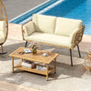 DWVO 2 Pieces Patio Furniture Set, All-Weather Wicker Rattan Loveseat with Thick Cushions & Table, Outdoor Conversation Set for Patio, Balcony, Backyard, Deck, Poolside
