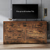 DWVO 7 Drawer Dresser for Bedroom, 60 Inch Large Modern Dresser TV Stand with Drawers & Bar Handles, Storage Dressers with Power Outlets, Rustic Wood Chest of Drawers, Farmhouse,Upgraged Rustic Brown