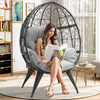 YITAHOME Oversized Wicker Egg Chair for Indoor and Outdoor Use with Stand, Cushion, and Leveling Feet, Large Lounger for Patio, Garden, Backyard, Balcony, Supports up to 330lbs, Grey