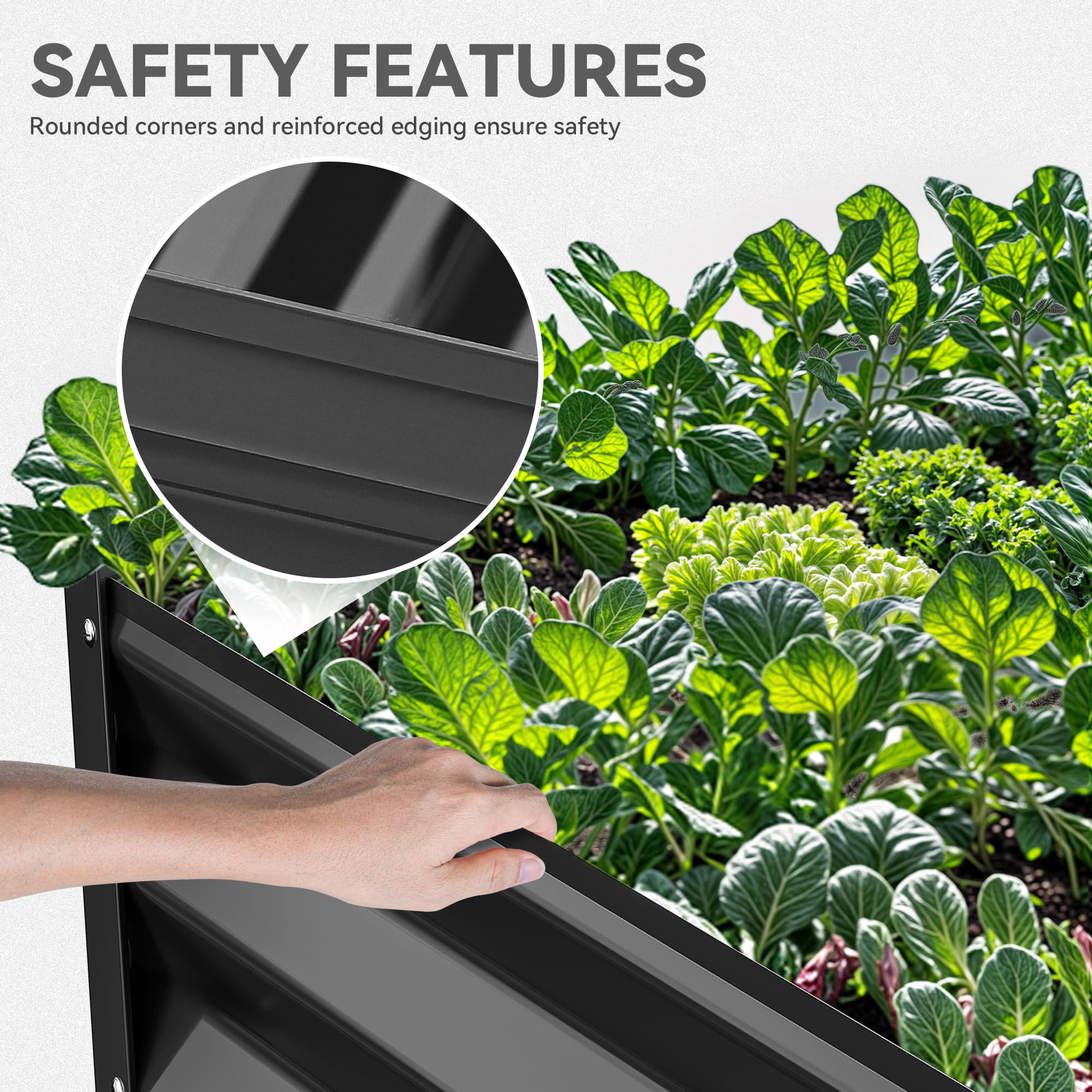 YITAHOME 6x3x1.5 2pcs Large Raised Garden Bed Kit, Galvanized Metal Planter Box with Gloves, Ground Nails, Support Rod, Outdoor Above Ground Planters for Plants Vegetables Flowers, Black