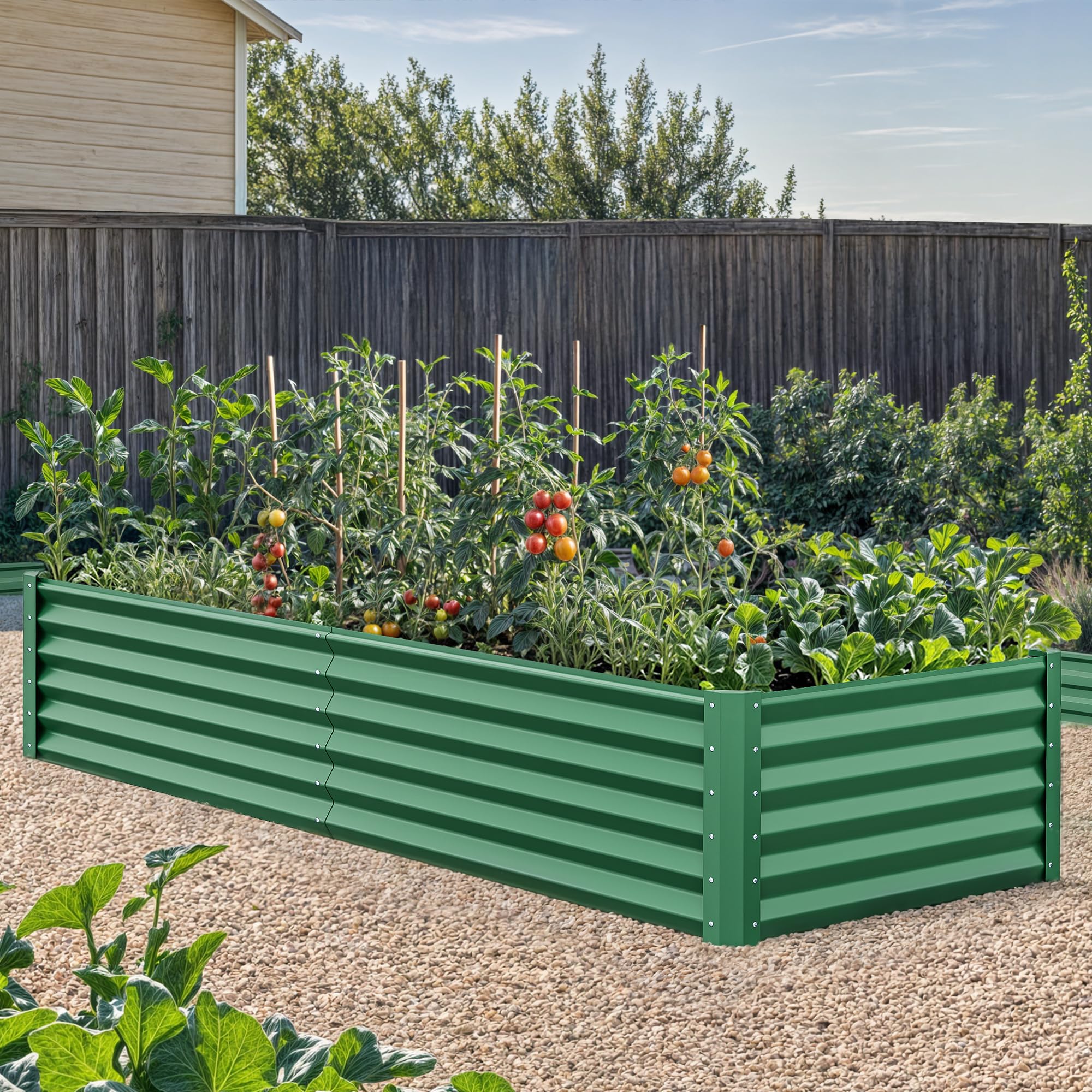 YITAHOME 6x3x1.5ft Large Raised Garden Bed Kit, Galvanized Metal Planter Box with Gloves, Ground Nails, Support Rod, Outdoor Above Ground Planters for Plants Vegetables Flowers, Green