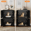 GarveeHome Cat Litter Box Enclosure, Hidden cat Litter Box Furniture with with 2 Doors and Pads, Wooden Kitty Litter Box Cabinet Furniture (Black, 1 Room)