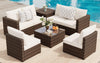 8 Pieces Outdoor Furniture Sets, Patio Conversation Sets with Storage Coffee Table & Water-Resistant Cushions, Outdoor Sectional Furniture for Front Porch, Backyard, Garden