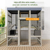 70” Catio Outdoor Cat Enclosure, Large Wood Cats House, Catio Window Cat Enclosure, Jumping Platform & 2 Napping Resting Box
