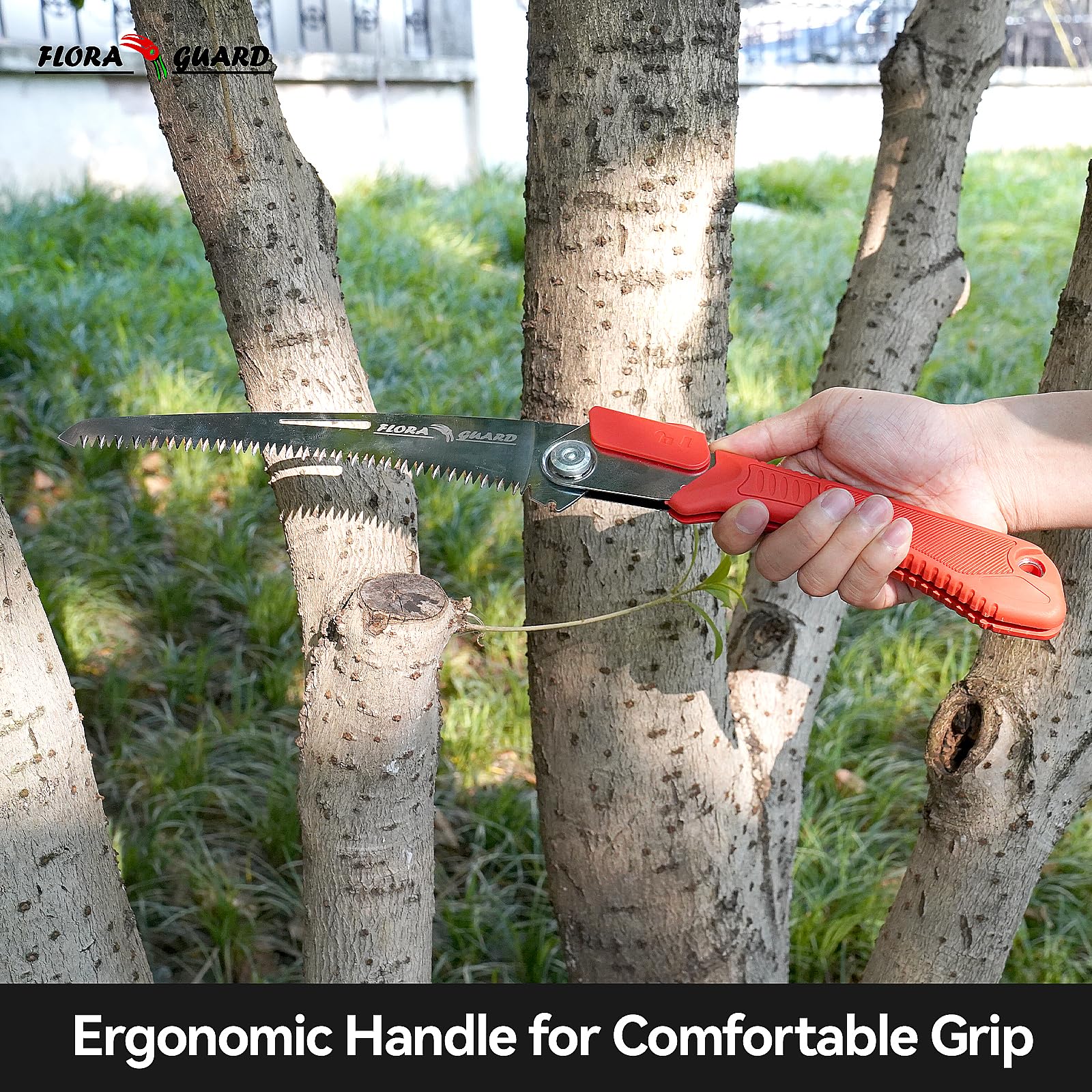 FLORA GUARD 8-Inch Folding Saw, Hand Saw for Tree Trimming, with Triple-Cut Razor Teeth for Wood Cutting, Tree Trimming, Gardening, Professional Camping Survival Tools
