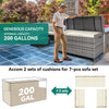 YITAHOME 200 Gallon Large Wicker Deck Box w/Storage Net, Rattan XL Outdoor Storage Box Patio Cushion Storage, Waterproof Storage Box for Patio Furniture, Garden Tools, Pool Sports Equipment (Grey)