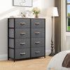 DWVO Dresser for Room, Fabric Dresser with 8 Drawers, Tall Double Drawer, Chest of Drawers for Closet, Living Room, Sturdy Steel Frame, Wooden Top, Easy Pull Handle, Dark Grey