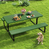 DWVO 6FT Picnic Table, Heavy Duty Outdoor Picnic Table and Bench w/Umbrella Hole, Resin Tabletop & Stable Steel Frame Ideal for Yard Patio Lawn Party, Green