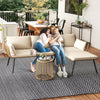 DWVO 3 Pieces Patio Furniture Set, Wicker Conversation Sectional Sofa, L-Shaped Sofa with 4 Seater for Backyard, Porch, Boho Detachable Lounger with Cushions and Coffee Table - Beige