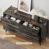 DWVO 6-Drawer Dresser, Wood Storage Cabinet with Black Metal Handles & Anti-Tip Design, Modern Chest of Drawers for Living Room, Bedroom, or Hallway-Dark Rustic Oak