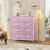 DWVO Fabric Dresser for Bedroom, Tall Storage with 8 Drawers, Pink Chest of Drawers, Storage Drawer Organizer for Closet (Begonia Pink)