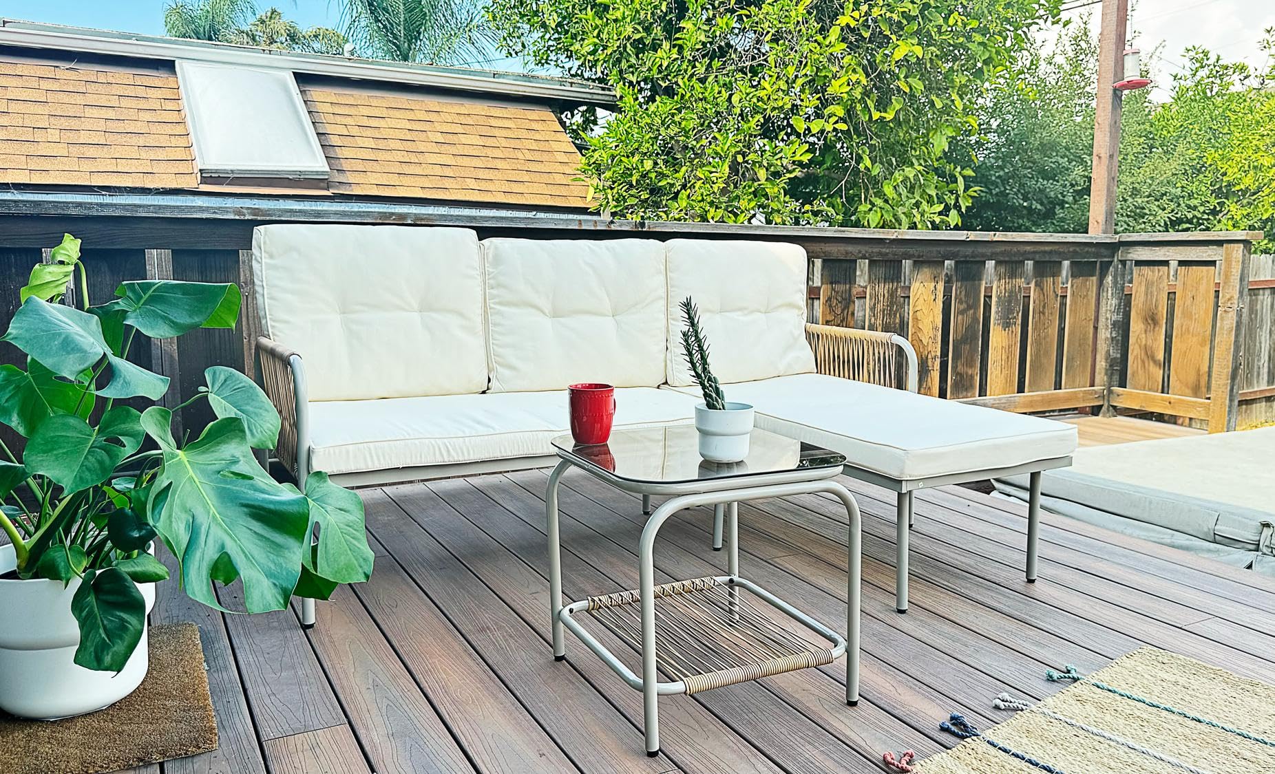 YITAHOME Patio Furniture Set, 3 Pieces Outdoor Wicker Conversation Set, All-Weather Rattan Sectional L-Shaped Sofa Detachable Lounger with Cushions and Coffee Table for Backyard, Porch, Boho - Beige