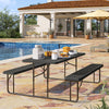 YITAHOME 6FT Large Folding Picnic Table w/Easy Assembly Steel Frame & Wood Like Tabletop, All Weather Folding Picnic Tables with Benches Ideal for Yard Patio Lawn Party, Black