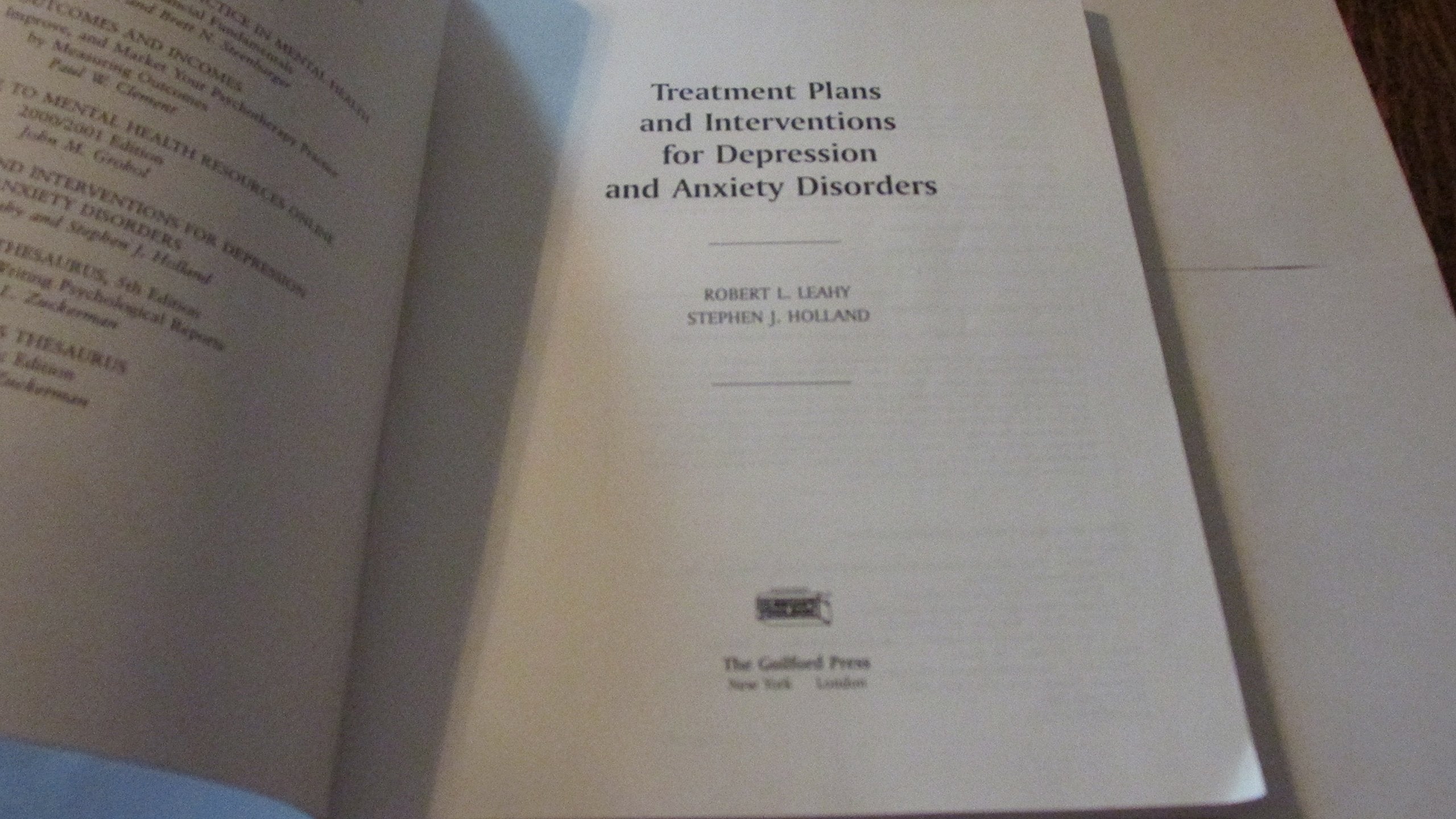 Treatment Plans and Interventions for Depression and Anxiety Disorders