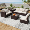 8 Pieces Outdoor Furniture Sets, Patio Conversation Sets with Storage Coffee Table & Water-Resistant Cushions, Outdoor Sectional Furniture for Front Porch, Backyard, Garden