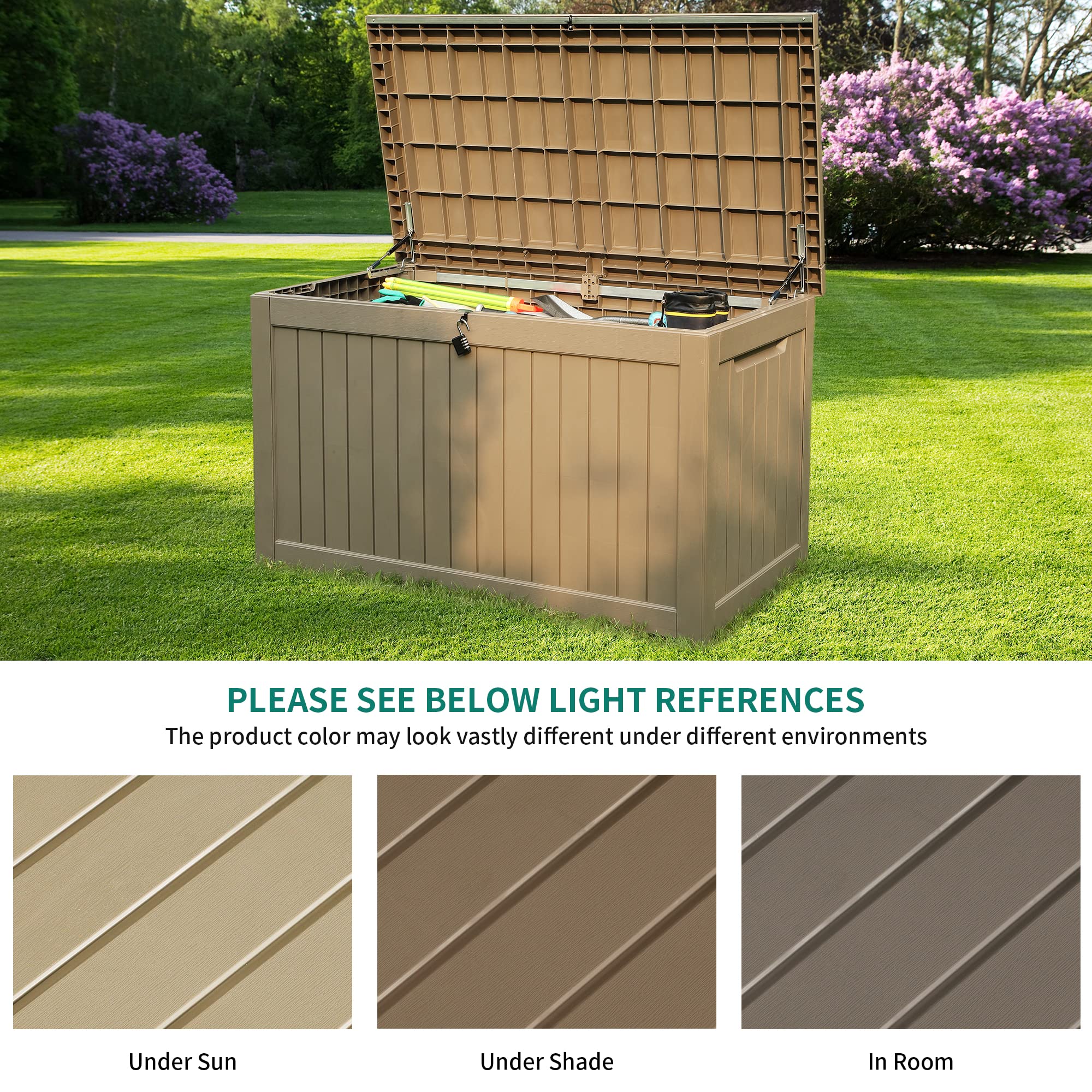 YITAHOME 230 Gallon Outdoor Storage Deck Box, Weather-Resistant Resin, Versatile for Patio Furnishings, Outdoor Cushions, Garden Tools, and Sports/Pool Gear, Taupe