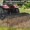 72 Inch Pine Straw Needle Rake, 3 Point Landscape Rake, Powder Coated Steel Spring Tow Behind Rakes, Tractor Attachments for Leaves Straw Grass Attach to Cat 0 Cat 1, Black