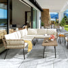 YITAHOME 4 Pieces Patio Furniture Set, Outdoor Wicker Woven Conversation Sectional L-Shaped Sofa with 5 Seater for Backyard, Porch, Boho, Detachable Lounger with Side Table - Beige