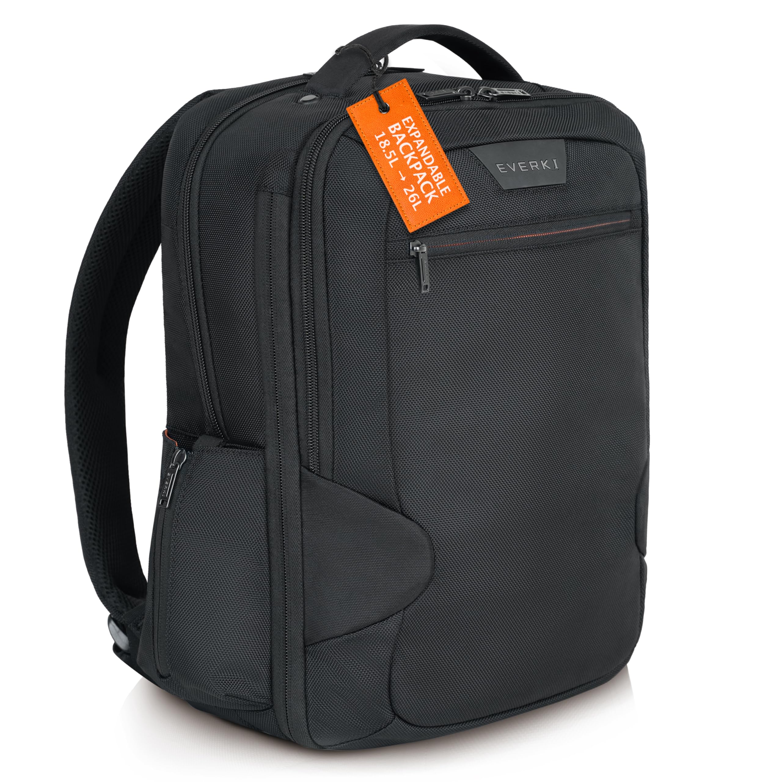 EVERKI Studio Expandable 15 Inch MacBook & Laptop Backpack for Men & Women, Professional Men's Office Backpack, Travel Friendly Computer Back Pack & Bookbag Offers 26L Capacity, Travel Bagpack Black