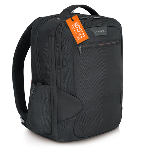 EVERKI Studio Expandable 15 Inch MacBook & Laptop Backpack for Men & Women, Professional Men's Office Backpack, Travel Friendly Computer Back Pack & Bookbag Offers 26L Capacity, Travel Bagpack Black