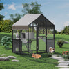 Aluminum Walk-In Large Outdoor Cat Enclosure, Large Outdoor Catio for Multiple Cats, Outside Cattery with Weatherproof Roof with Channels, Side Door, UV Proof Cover, Huge Condo, Platform